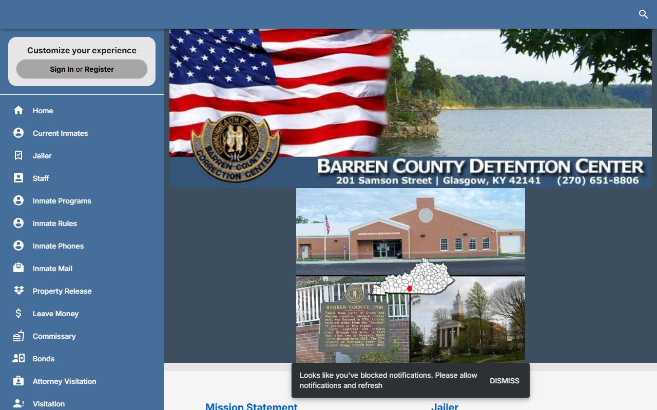 Barren County Current Inmates app route for jail roster search